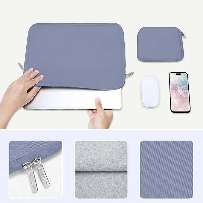 MOSISO Laptop Case 14 inch, 14 inch Laptop Sleeve Bag Compatible with HP Lenovo Dell ASUS Acer, HP Stream, Dell Latitude, Lenovo IdeaPad, Neoprene Computer Sleeve Bag with Small Case, Lavender Gray