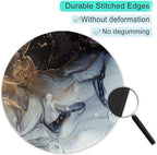 ITNRSIIET Round Mouse Pad with Stitched Edge Premium-Textured Waterproof Non-Slip Rubber Base Desktop Protection Mat Diameter 8.7 inches, Ink and Wash Marble
