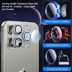 Esanik Upgrade 2 Pack for iPhone 16 Pro/iPhone 16 Pro Max Camera Lens Protector, Aluminum Alloy Metal matte Case Tempered Glass Camera Screen Cover, Scratch Resistant Case Friendly (Natural Titanium)