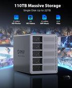 ORICO RAID 5 Bay HDD Enclosures USB 3.0 Push-Pull Mounting for 3.5-inch HDD, Max 110TB, External Direct Attached Storage 8 RAID Modes Supported 9858RU3