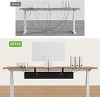 KEEGH Large 36" Under Desk Cable Management Tray - Under Desk Cord Organizer - Clamp/Screw Mount - Support Upto 70lbs - Fabric Wire Management - Gaming/PC Cable Raceways - Cord Hiders for Office/Home