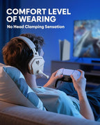 NUBWO Wireless Gaming Headset, 5.3 Bluetooth Gaming Headphones for Ps5, Ps4 Fortnite & Call of Duty/FPS Gamers, PC, Ns, 2.4GHz Headphone with 100Hr Battery, Flip Noise Canceling Microphone - White