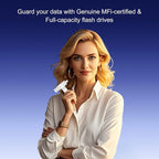 Genuine Apple MFi Certified 128GB iPhone-Photo-Stick Real Capacity iPhone-Memory-Storage-Stick for Photos Videos Contacts USB-Flash-Drive-Thumb-Drive-for-iPhone iPad Android External-Storage