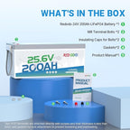 Redodo 24V 200Ah LiFePO4 Lithium Battery, Built in 200A BMS, Max. 5120Wh Energy, Up to 15000 Deep Cycle Lithium Battery, Perfect for Solar Home System, RV, Off Grid, Marine (2 Pack)