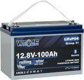 Weize 12V 100Ah TM Bluetooth LiFePO4 Lithium Battery, Built-in 120A BMS, Low-Temp Protection Group 31 Deep Cycle 500A/3S Peak Discharge Battery for Trolling Motor, Marine, Boat, RV, Solar