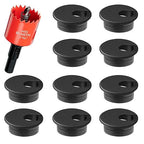 Desk Grommet & Cable Grommet 1-3/8 Inch (10 Pack) - Black Cord Hole Cover with Hole Cutter - Cable Management Kit for Office Desk, TV Stand, Workstation - Hide Wires Behind Wall, Cable Pass Through