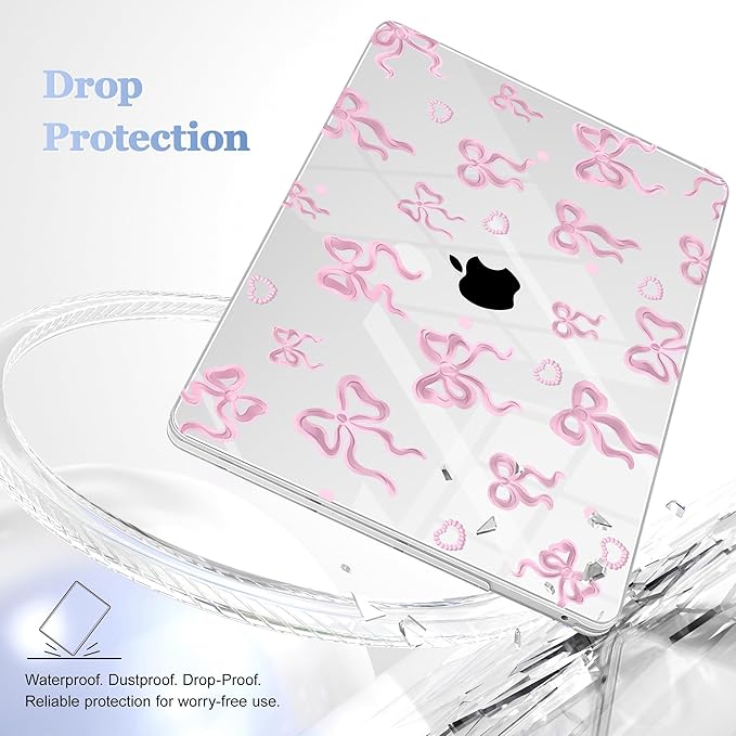 May Chen for MacBook Pro 13 inch Case 2022 2021 2020 Release A2338 M2 M1 A2289 A2251, Plastic Crystal Hard Shell Case Cover for MacBook Pro 13 inch Touch Bar Fits Touch ID, Heart Bow