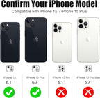 AGVEE 3+3 6 Pack for iPhone 15 6.1" / 15 Plus 6.7" Camera Lens Cover Protector, Bling Diamond & Bling Glitter Metal Ring 9H Tempered HD Glass Camera Cover Protector Film, Bling-Rose
