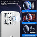 Esanik Upgrade 2 Pack for iPhone 16 Pro/iPhone 16 Pro Max Camera Lens Protector, Aluminum Alloy Metal matte Case Tempered Glass Camera Screen Cover, Scratch Resistant Case Friendly (White Titanium)