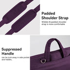 Voova Laptop Bag 15.6 Inch, Waterproof Computer Sleeve Carrying Case with Shoulder Straps & Handle Compatible with Macbook Air 15 M2/M3/M4, MacBook Pro 15/16, 15-16 Inch Hp Dell Lenovo, Dark Purple