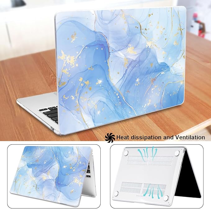 Compatible with M4 MacBook Air 13.6 inch Case 2025 2024 2023 2022 A3240 A3113 M3 A2681 M2 Chip, Crystal Printed Pattern Plastic Hard Case Cover for Mac Air 13 M4 Touch ID, Blue Marble