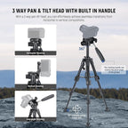 NEEWER Basic Mini Desk Tripod for iPhone & Camera with 3 Way Pan Tilt Head, Handle & Remote, Metal Portable Table Top Video Phone Tripod with 1/4" Plate for DSLR Camera Camcorder, Max Load 13lb, TP02
