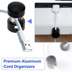 3 Sets Charger Holders for Cords, Matte Black Color Adjustable Cable Anchor Holders, Adhesive Metal Cord Clips, Cable Management Wire Organizers for Desk, Office, Nightstand