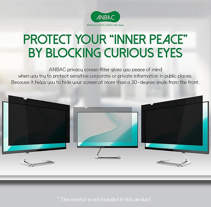 23 Inch Desktop Privacy Screen Shield for 16:9 Wide Monitor - Anti Glare Computer Privacy Screen Cover | Blue Light Blocking Screen Protector | Scratch Resistant UV Filter | Attachment Type