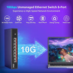 YuanLey 8-Port 10G Ethernet Switch, 8 x 10Gbps RJ45 Ports, Support 10G/5G/2.5G/1G/100Mbps Speed Auto-Negotiation, 160Gbps Switching Capacity, Unmanaged Switch Rackmountable, Plug and Play