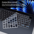 Russian Language Keyboard Cover Skin Compatible for 2025-2022 MacBook Air 15.3 inch A2941 A3114 A3241/MacBook Air 13.6 inch A3113 A2681 A3240 with M4 M3 M2,MacBook Air 2025 Keyboard Protector-Black