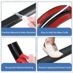 Floor Cord Cover Self Adhesive Cord Hider Floor Extension Cord Covers for Floor Power Cord Protector Cable Management Prevent Cable Trips Cable Cavity 0.51" W x 0.31" H (Black, 20Ft)