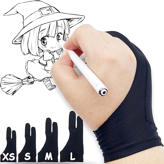 Drawing Glove, Artist Glove for Drawing Tablet iPad, Digital Art Palm Rejection Glove, Good for Left and Right Hand – XS, 2 Pack