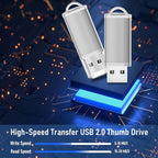USB Thumb Drive 4GB Flash Drives 20 Pack, Nicepicten Memorias USB 2.0 Memory Stick FAT32 Flash Zip Drive 4 GB Jump Drives Multipack Pendrive with Landards and Lables (Sliver 4GB, 20 Pieces)
