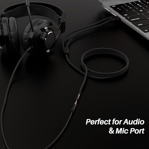 Headphone Splitter for Computer, 3.5mm Female to Dual 3.5mm Male Audio Splitter Cable, Stereo Jack Earphones Headset to PC Laptop Adapter, 1/8inch 2-in-1 Y Separator Aux Dongle Converters, 6FT