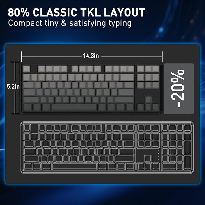 Redragon K707 HE Rapid Trigger Gaming Keyboard, 87 Keys TKL Wired Mechanical Keyboard w/Hyper-Fast Actuation Hall Effect Magnetic Switch, Actuation Point Adjustable, Side Printed PBT Gradient Keycaps
