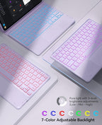 GreenLaw Keyboard Case for iPad Air 11-inch (M3 2025 / M2 2024) & Air 4th/5th Gen & iPad Pro 11 inch (1st/2nd/3rd/4th Gen), Smart Touchpad, 7-Color Backlit, Stain Resistant Cover, Light Purple