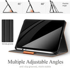 auaua Case for iPad (A16) 11th Generation 11 Inch 2025, iPad 10th Generation 10.9 Inch 2022, with Pencil Holder, Auto Sleep/Wake, Adjustable Stand, PU Leather (Brown)