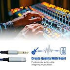 LDKCOK 1/4 inch TRS Extension Cable 6ft, 1/4" Male to Female Stereo Headphone Guitar Cable