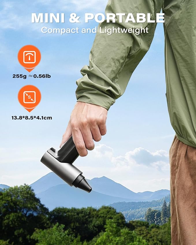 APPS2Car Electric Air Duster Upgraded 11-Speed Fast Charging Mini Compressed Air Duster with Aluminum Alloy Head for Heat Dissipation, Cordless Turbo Blower for Computer, Keyboard, Car, Home, Outdoor
