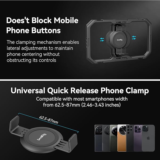 SmallRig Universal Quick Release Phone Cage, Aluminium Alloy Magnetic Smartphone Video Rig Support for MagSafe, Phone Video Rig for iPhone 16 15 14 Pro Max for Samsung for Huawei and More