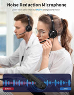 USB Headset with Microphone for PC, Wired Headphones with Noise Cancelling Mic, Computer Headset with in-line Controls, 3.5mm & USB Plug for Zoom, Skype, Call Center, Office Use, Black