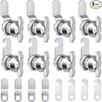 Thumb Operated Offset Cam Locks, 3/8", 5/8", 7/8" Keyless Cabinet Locks for RV Storage Doors, Camper Compartments, Mailbox Drawers, Zinc Alloy Rustproof Latch with Straight & Bent Locking Arms, 8-Set