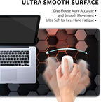 Hexagon Honeycomb Large Mouse Pad,Gaming Keyboard Desk Pad,Extended Mouse Mat Non-Slip Rubber Base with Stitched Edges for Office Game Home XL 31.5"x11.8"