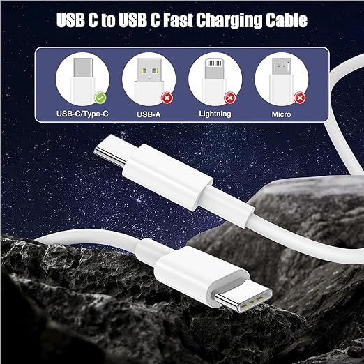 3-Pack [6.6FT+6.6FT+10FT] 60W USB C to USB C Cable, Type C to Type C Cable,Fast Charging Cable for iPhone 16 15 Pro Plus Pro Max，for Galaxy S24 S23, for iPad Pro/Air, for MacBook Pro/Air and More