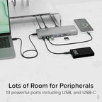 Plugable USB C Laptop Docking Station, Dual Monitor 4K 60Hz for Apple Mac M1/M2/M3/M4, 2X HDMI or 2X DisplayPort, 100W Charging DisplayLink Dock, 2 Displays for MacBook, Driver Required (UD-6950PDH)