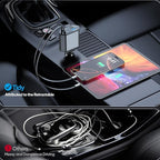 66W Retractable Car Charger,CarCharger Fast Charging 4 in 1 Car Phone Charger Retractable USB C Cable,Type C to Lightning Cord,USB C Port and USB A Port Fast Charging for iPhone 16/15/14,iPad
