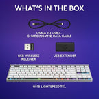 Logitech G515 Wireless Gaming Keyboard TKL, LIGHTSYNC RGB, Thin Tenkeyless Design, Double-Shot PBT Keycaps, Tactile Brown Mechanical Switches - White