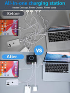 100W 8Port USB Charging Station for Multiple Devices - Multi USB Charger Station