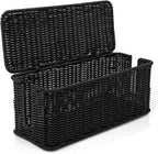 Cable Management Box, Handmade Rattan Cable Organizer, 2 Open Slots Cords Hider Box, Under Desk Cord Organizer for Computer Router USB Hub & Power Strip, Patent Pending, 13" x 5.1" x 5.1", Black