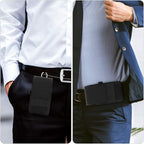 BECPLT for iPhone 16/15/14/13/12 Pro & Galaxy S24/S23/S22/S21 - Nylon Phone Holster with Belt Clip, Loops - Black