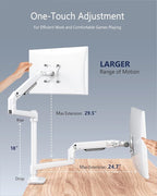 Dual Monitor Mount, Holds Screens up to 40 Inches and 25 lbs, Fully Adjustable Dual Monitor Arm with C-Clamp and Grommet Base, Aluminum, White