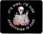 ITNRSIIET Mouse Pad with Stitched Edge Premium Textured Smooth Precise Operation Waterproof Washable Non-Slip Rubber Base Desktop Protection Mat, 10.2×8.3×0.12 inches, Flower Skull