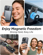 MAGIC JOHN 360° Rotatable Magnetic Invisible Stand for iPhone 16 Pro Case [Camera Control Button] [Compatible with MagSafe] 16FT Shockproof for iPhone 16 Pro Case with Kickstand, Black