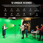 GVM Photography Lighting 300W Bi-Color Studio Lights with 45°Standard Reflector 454900Lux@1m Video Light 12Lighting Scenes App Control LED Video Light for Outdoor Shoot YouTube Videos