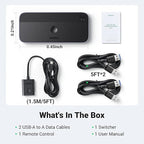 UGREEN USB 3.0 Switch 2 Computers Sharing USB C & A Devices, 4 Port USB Switcher Sharing Keyboard and Mouse, Printer/Scanner USB Switch Hub for Two Computers with 2 USB3.0 Cables and Controller