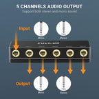 Cubilux Passive 6.35mm Headphones Splitter Box, 1/4” Stereo Multi Audio Distributor, Multiport Quarter Inch TRS TS Aux Splitter for Guitar Signal, Studio Recording, Live Performance, Monitors