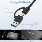 WAVLINK USB C and USB 3.0 to Dual 4K DisplayPort/HDMI Adapter, Displaylink Monitor Splitter Extended Display for Dual Monitor 4K@60Hz, HDMI/DP Splitter Compatible with Mac M1-M4,Window Laptop-Black