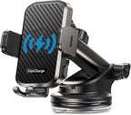 CHGeek Wireless Car Charger with Phone Holder Mount, 15W Fast Charging Auto Clamping Phone Holders for You Car Windshield Dashboard Air Vent Accessories for iPhone, Samsung Galaxy, Google, etc