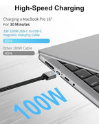 ZBF 100W USB C Magnetic Charging Cable,Magnetic Charger Cable for USB C to C(3 Pack, 5/6.6/6.6FT) 480Mbps Data Transfer, 5A Fast Charging for Phone 17 16 15 14,13 Pro Max,MacBook Pro Pad Galaxy S22
