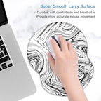 ITNRSIIET Ergonomic Mouse Pad with Gel Wrist Support Small Wrist Rest Smooth Surface Non-Slip PU Base Comfortable Office Supplies Pain Relief, 8.7 x 7.2 inches, Black and White Texture